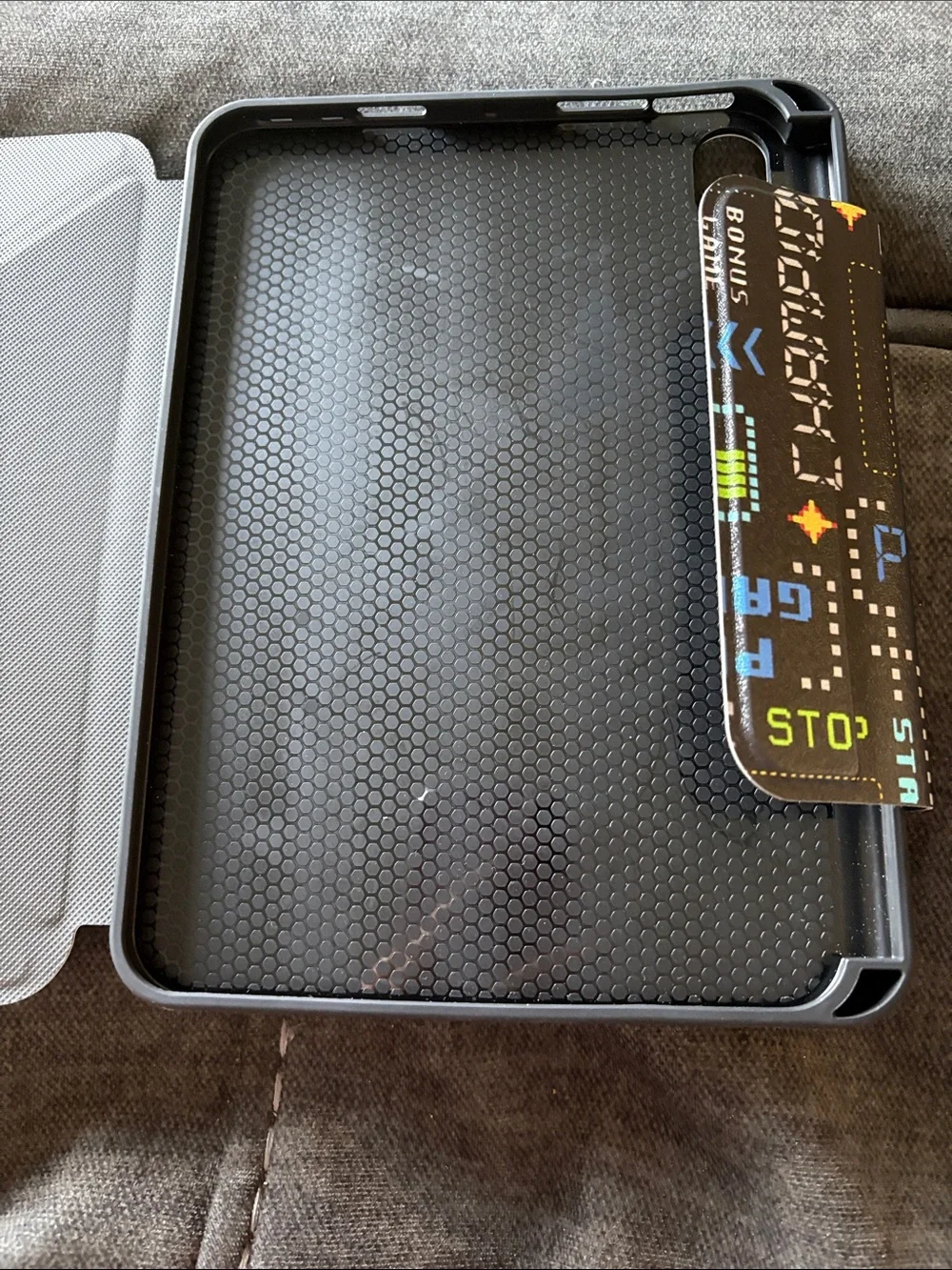 Retro Arcade Tablet Folio Case - Black Pixel Game Print